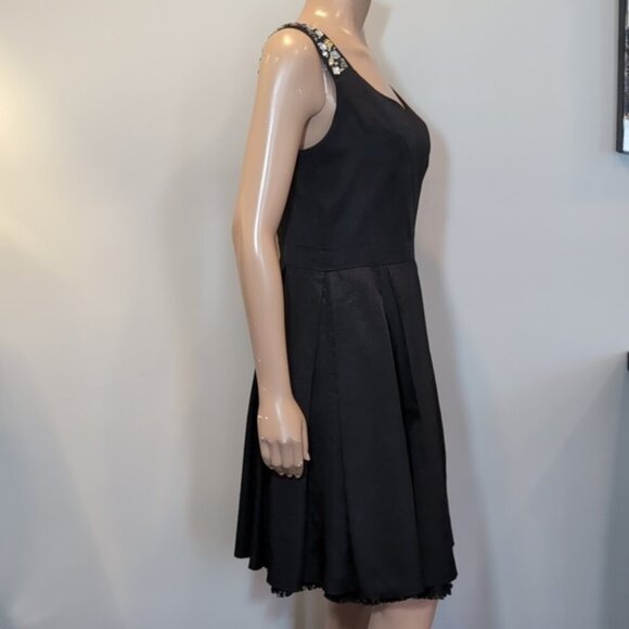 PINK TARTAN Fit & Flare Dress Sleeveless Pleated Jeweled Scoop Neck Cocktail LBD - Picture 14 of 16